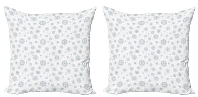 ABAKUHAUS Kussenhoes – Sneeuwvlok 2×45×45 cm – Dubbelzijdig – Microvezel Wit/Grijs