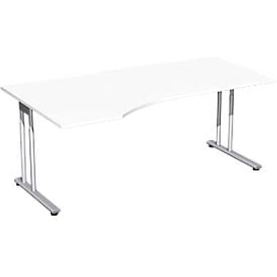 Bureautafel met aanbouw PALENQUE, C-poot, vrije vorm, links, B 1800 x D 1000/800 x H 680-820 mm, wit