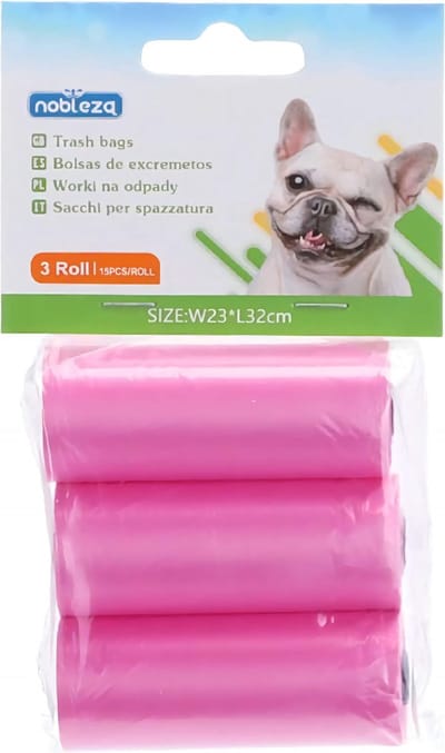 Nobleza Hondenpoepzakjes - Poepzakjes - 3 rollen - 45 poepzakjes - Roze