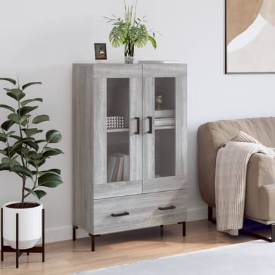 vidaXL - Hoge - kast - 69,5x31x115 - cm - bewerkt - hout - grijs - sonoma - eikenkleurig