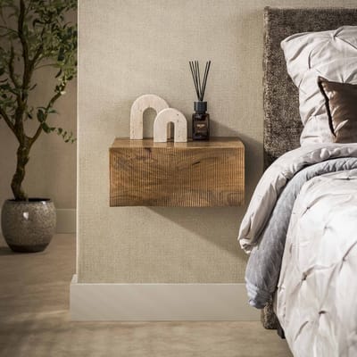 Zwevend nachtkastje 1 lade zandkleur mangohout Oona