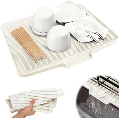 Dailygoods- Afdruiprek siliconen - Opvouwbaar - Antislip - 50 x 43 cm - Hittebestendig - Voor servies en glazen - Afdruipmat