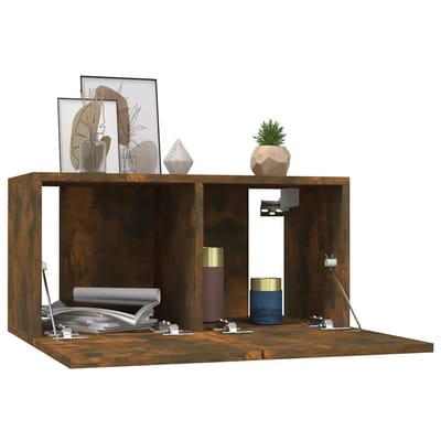 vidaXL - Tv-meubel - hangend - 60x30x30 - cm - bewerkt - hout - gerookt - eikenkleurig