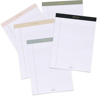 Esthetische notitieblokken - Schrijfblokken set - Georganiseerd blijven - Afscheurvellen met details - 5 stuks - Meerdere kleuren