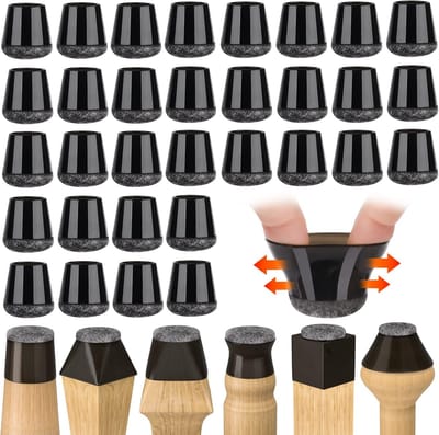 carmdering - Set van 32 Elastische Stoelpoot Beschermers– Stoelsokken - Viltjes Stoelpoten - stoelpootbeschermers - Stoeldoppen - siliconen stoelpads met verdikt vilt - vloerbeschermers - verminderen krassen - Stoelbeschermer - zwart