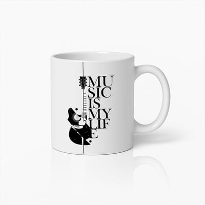 Muziek Is Mijn Leven Mok 330ml – Gitaar Koffiebeker – Perfect Cadeau voor Muzikanten en Muziekliefhebbers
