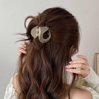 Vintage Kleine Klem Haarspeld voor Dames - Beige Medium Clip van Plastic, Sterke Grip en Antislip Haaraccessoires voor Dik Haar