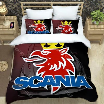 3D S-Scania logo Gedrukte Beddengoedsets Exquise benodigdhedenset Dekbedovertrek Bedsprei Set Beddengoedset Luxe Verjaardagscadeau EU Single 135x200cm