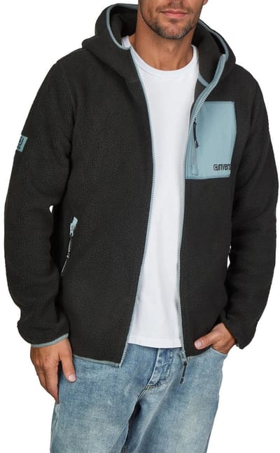 riverso Heren Jas RIVLennox regular fit Zwart M Volwassenen Teddy fleece hoodie | Teddy jas