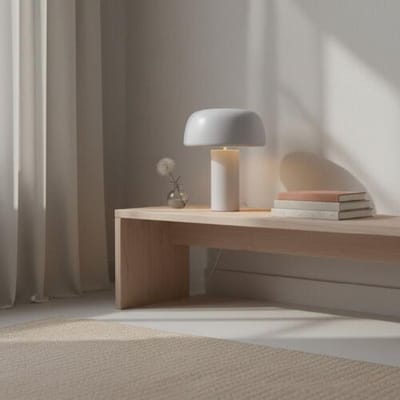 LUSENZ Voryn - Witte Tafellamp 40 cm - Dressoir lamp - Industrieel design - E27 fitting - Mat wit gecoat metaal - Met aan/uit-schakelaar