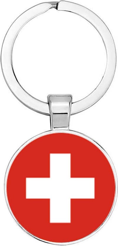 Akyol - Zwitserland vlag Sleutelhanger - zwitserland - iemand die houdt van reizen - vakantie - landen - vlag - reizigers - cadeau - geschenk - gift - kado - verassing - 2,5 x 2,5 CM