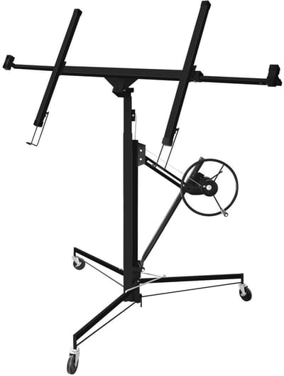 Plaatkrik XXL - Gipsplaatlift inklapbaar - Plaatmaterialen Monteren - 360 Graden Rotatie - 140-325 cm - Zwart