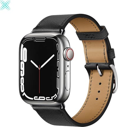MY PROTECT - Leren Bandje - Geschikt Voor Apple Watch Bandje - Series 1/2/3/4/5/6/7/8/9/10/SE - 38mm - 40mm - 41mm - 42mm - Zwart