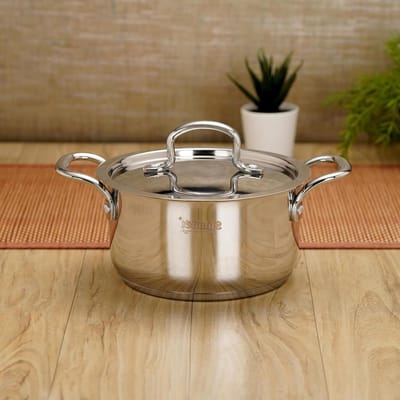 Roestvrijstalen Braadpan - Kookpot Steelpan - Stoofgerechten Maken - Inductie Compatibele Bodem - 19 cm - Zilver