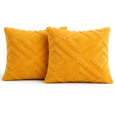 Sierkussens set van 2 40x40 cm Okergeel | Inclusief binnenkussens | Vierkante, Luxe & Zachte kussens voor Bank & Woonkamer
