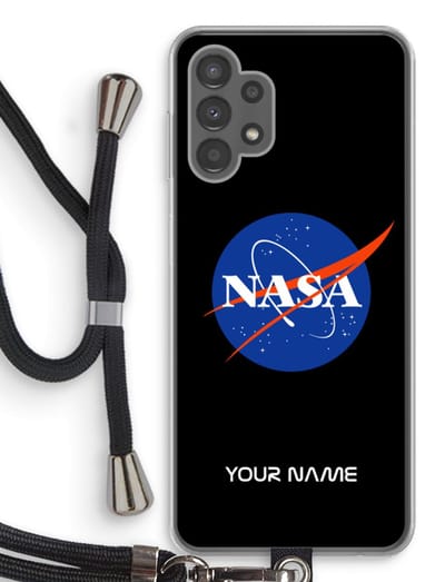 Gepersonaliseerd - Case Company® - Hoesje met koord geschikt voor Samsung Galaxy A13 4G hoesje met Koord - NASA - Telefoonhoesje met Zwart Koord - Bescherming aan alle Kanten en Over de Schermrand