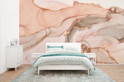 Behang - Fotobehang Marmer - Roze - Rosé - Breedte 435 cm x hoogte 260 cm