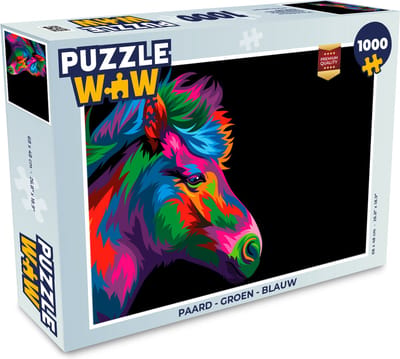Puzzel Paard - Groen - Blauw - Meisjes - Kinderen - Meiden - Legpuzzel - Puzzel 1000 stukjes volwassenen