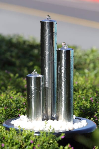 Zuilfontein Roestvrij Staal - Waterpartij Tuin - Ontspanning Binnen Buiten - Geïntegreerde LED Verlichting - 102 cm Hoog - Geborsteld Metaal