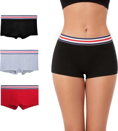 Comfortabele Dames Katoenen Boxer Shorts Set van 3, Zwart, Grijs en Rood, Maat L, Ideaal voor Dagelijks Gebruik en Vrije Tijd