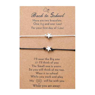 Vriendschapsarmbandjes voor 2 met Sterretjes - Zwarte/Witte Bandjes - Back to School Cadeau - Terug naar School - Pax Amare