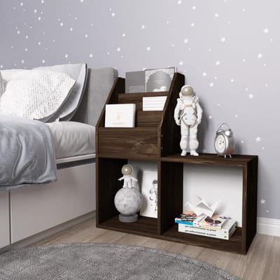 vidaXL - Kindertijdschriftenrek - 71x30x78,5 - cm - bewerkt - hout - gerookt - eiken