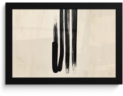 Poster in lijst - Fotolijst 30x20 cm - Posters - Penseelstreken - Verticaal - Zwart - Posterlijst zwart - Decoratie - Wanddecoratie woonkamer - Muurdecoratie slaapkamer