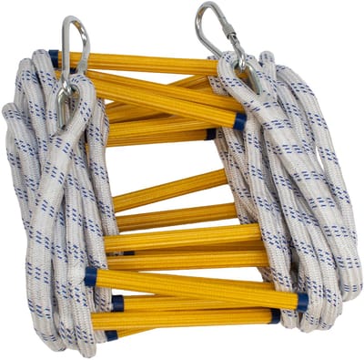 Vluchtladder 8 meter touw, brandladder, touwladder, vluchtladder balkon, incl. 2 karabijnhaken, tot 200KG, EN-892 goedgekeurd, met opbergtas
