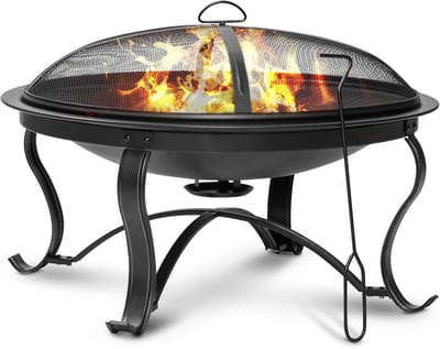 Vuurkorf Buiten - Buitenhaard Schaal - Gezellige Avonden - Inclusief Vonkscherm - 76 cm Diameter - Brons