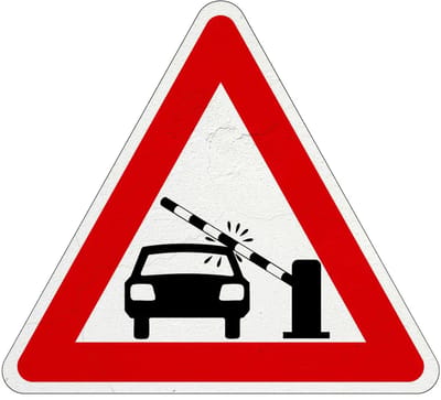 Pas op slagboom auto’s bord | Sign Again materiaal | 20 cm