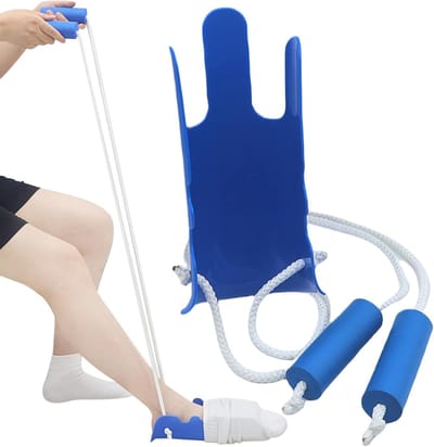 Sokken Aantrekker - Sokkenhulp Sokkensteun - Zelfstandig Aankleden - Geen Buiging Nodig - 75 cm Touwlengte - Blauw