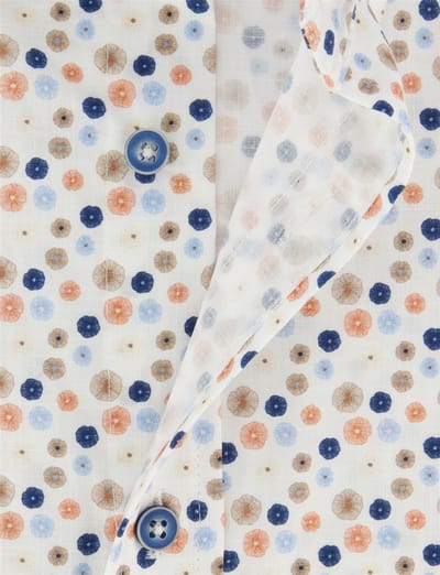 Wit oranje blauw geprint overhemd Giordano Regular Fit met bloemen