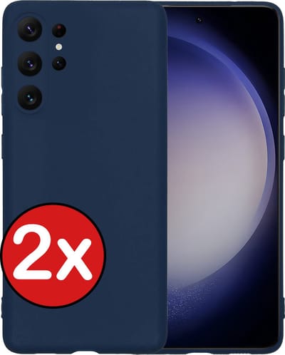 Hoesje - 2 Stuks - Geschikt voor Samsung Galaxy S23 Ultra - Sterk & Shockproof - Telefoonhoes - Back Cover - Case Siliconen - Telefoon Hoes - Donkerblauw