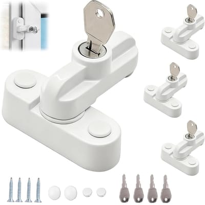 Dailygoods- Raamsloten Draaibare Grendel - 4 Stuks - Inbraakbeveiliging - Veiligheidssloten voor Kinderen - Aluminiumlegering - T-vorm - Veiligheidsloten