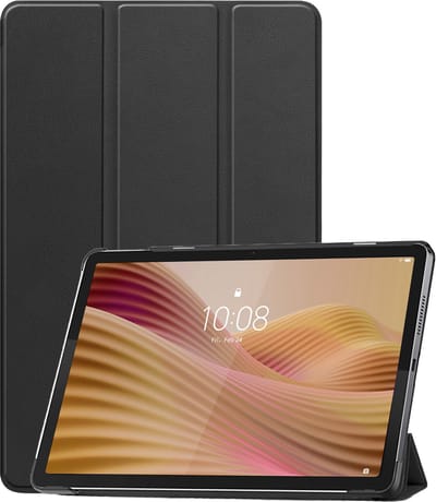Hoesje - Geschikt voor Lenovo Tab 10.1 inch - Dun & Stevig - Trifold Bookcase - Hard Cover - Hardcover Book Case - Tablet Hoes - Zwart