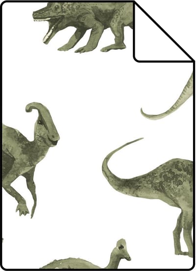Proefstaal ESTAhome behang dinosaurussen donkergroen - 26.5 x 21 cm - 131200-S