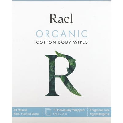 Rael, Mouchoirs en coton bio, sans parfum, 10 unités emballées individuellement gray