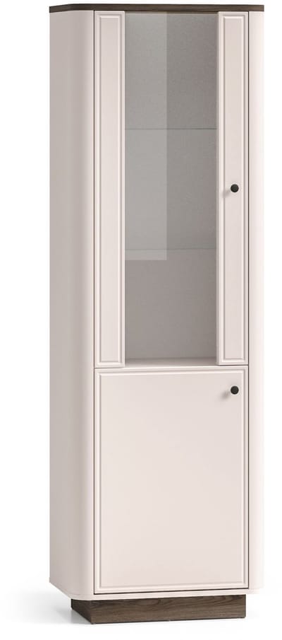 Selsey Vilavio – Hoge vitrinekast, 2-deurs & LED, Kasjmier/donker eikenlook, 65 cm