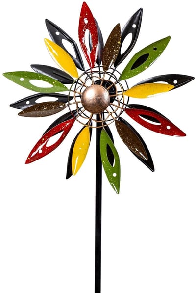 Dailygoods - Tuinsteker Metalen Windmolen 120 cm - Kleurrijke Tuindecoratie