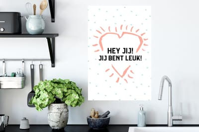 Muurstickers - Sticker Folie - Quotes - Spreuken - Hey jij! Jij bent leuk! - Vrienden - 40x60 cm - Plakfolie - Muurstickers Kinderkamer - Zelfklevend Behang - Zelfklevend behangpapier - Stickerfolie