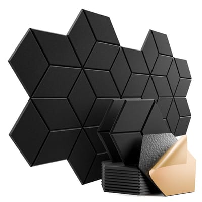 Geluidsisolatie - Geluidsabsorberende panelen - Zelfklevend & Snijdbaar - Hoge dichtheid polyester - Zwarte Y-vorm - 12 panelen set - Geschikt voor studio en huis
