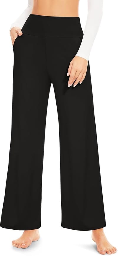 Yogabroek voor Dames - Wide Leg Broek Dames, rechte legging, Hoge Taille, Ruime Wijde Pijpen Zakken, Zachte Ademende Stof, Comfortabel Losvallend voor Yoga Lounge Casual