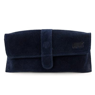 Bear Design Weta Suede Leren Brillenkoker - Blauw