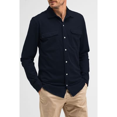 Butcher of Blue Finn Pocket Jersey Overshirt Alaska Blue Size: S | Casual Shirts Outlet | Heren | Blauw