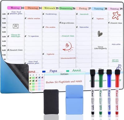 PVC-vrije zelfklevende whiteboardfolie 60x40 cm - wit weekplanner - magnetisch whiteboard zonder weekmakers - beschrijfbare wandfolie voor school en kantoor