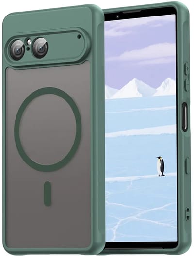 MobyDefend Hoesje - Geschikt voor Sony Xperia 10 VII - Case Geschikt voor MagSafe - Mat Transparant Met Gekleurde Rand - Groen