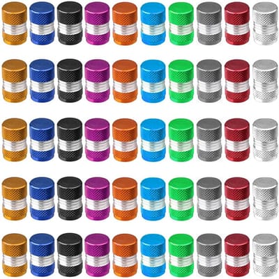 Dailygoods- Ventieldopjes 50 Stuks - Aluminiumlegering - Stofdicht - Universeel - 10 Kleuren - Afdichting O-ring - Geschikt voor Auto's/SUV's - Ventieldoppen