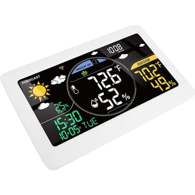 Kit Station Météorologique Écran LCD Couleur 8 Pouces Wifi Température Humidité Affichage Heure Date APP Météo en Temps Réel black