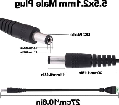 Screw Clamp Adapter Power Extension Kabel voor CCTV Beveiligingscamera's - 27cm - 2 Stuks - Solderless Connector, DC 5.5mm x 2.1mm, Vervangingskabel, Reparatie Kabel