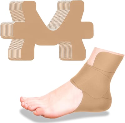 16 stuks voorgesneden kinesiologietape voor enkels, katoenen ademende elastische sporttape, pijnverlichting, minimaliseert enkelverstuikingen, biedt ondersteuning en stabiliteit voor ligamenten en spieren tijdens marathons (huidskleur)